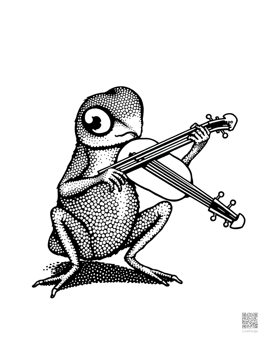 cricket playing a tiny violin coloring page Stipple style - free printable