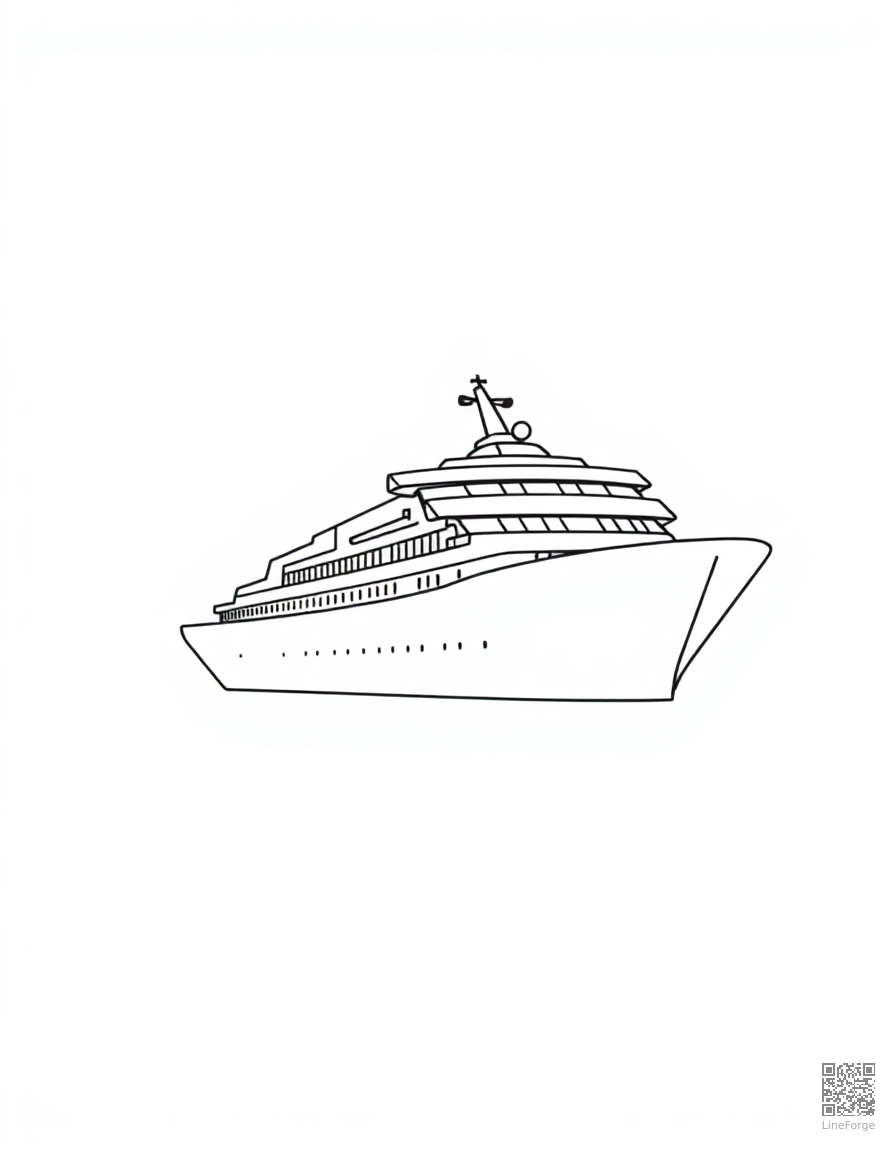 cruise ship on the open ocean coloring page Minimal style - free printable