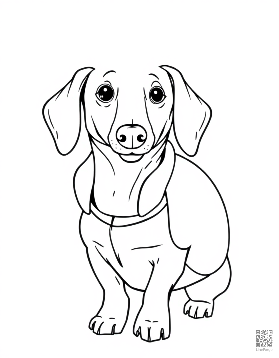 dachshund wearing a hot dog costume coloring page Contour style - free printable