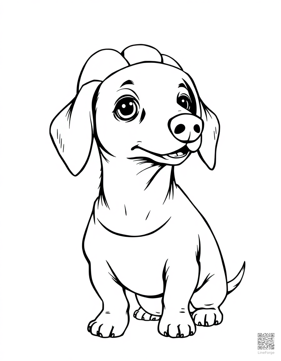 dachshund wearing a hot dog costume coloring page Manga style - free printable