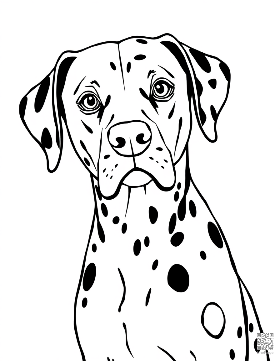 Dalmatian with spots coloring page Contour style - free printable