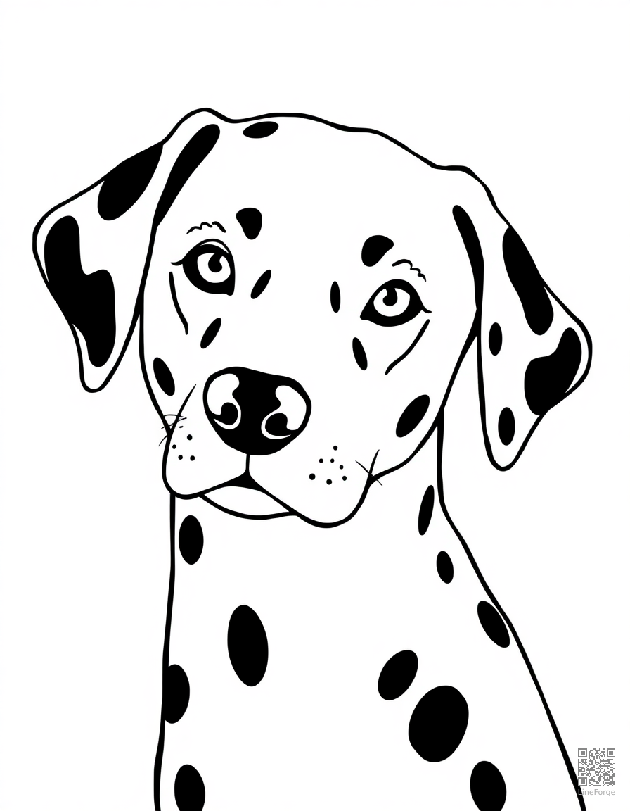 Dalmatian with spots coloring page Minimal style - free printable