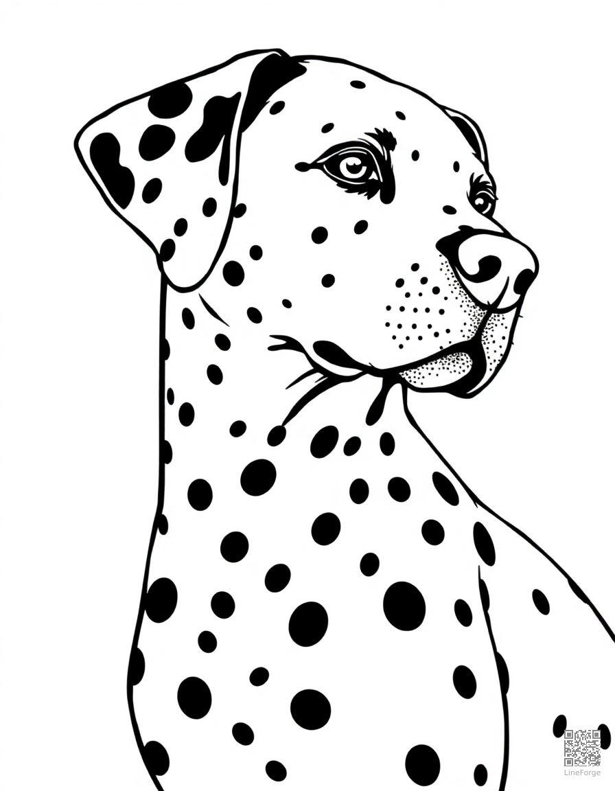 Dalmatian with spots coloring page Stipple style - free printable