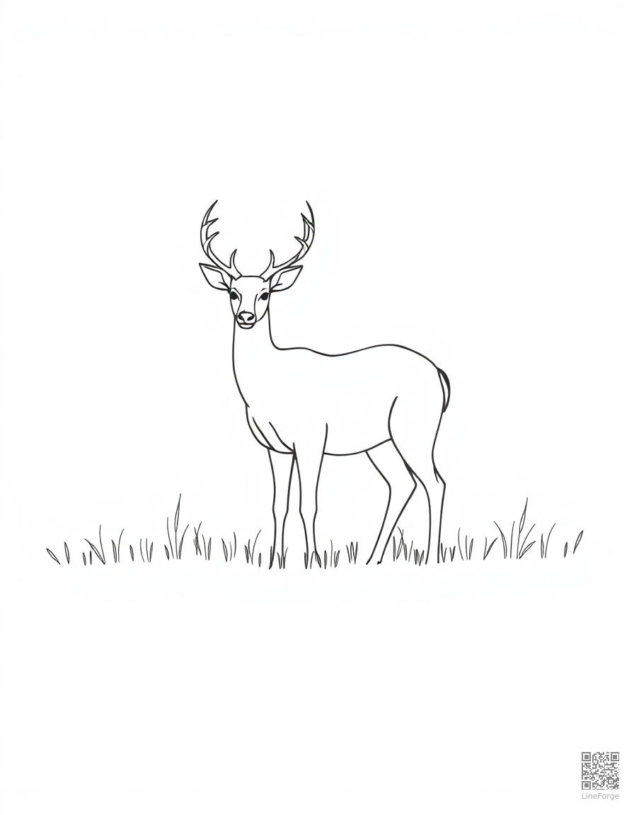 Deer standing in a misty meadow coloring page Minimal style - free printable