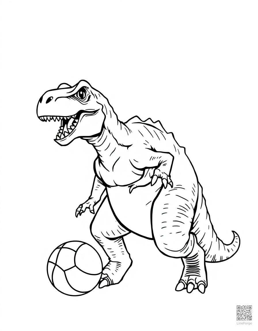 dinosaur playing basketball coloring page Manga style - free printable
