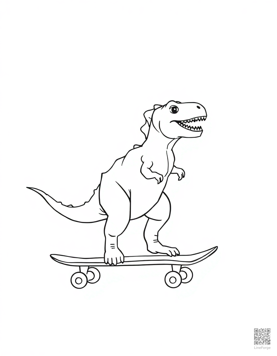 dinosaur riding a skateboard coloring page Minimal style - free printable