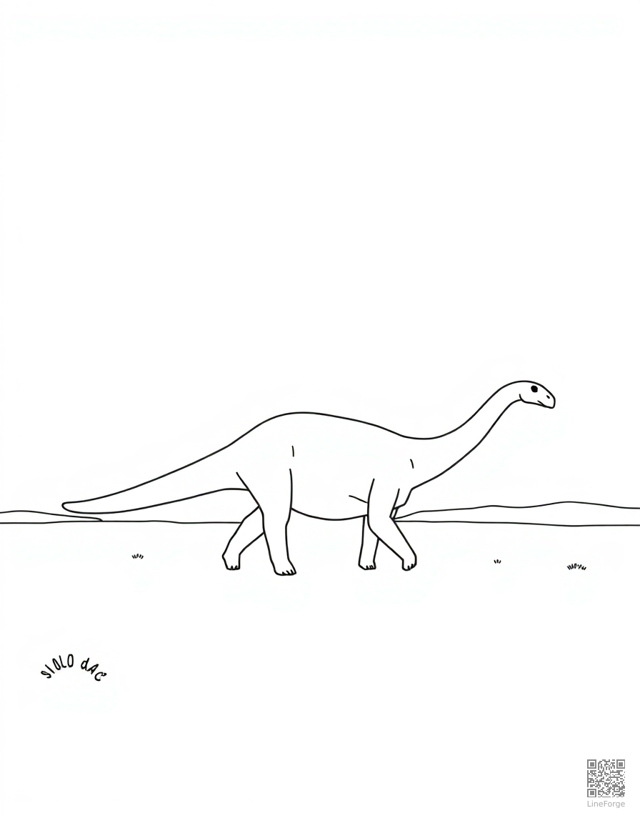 diplodocus walking across a vast plain coloring page Minimal style - free printable