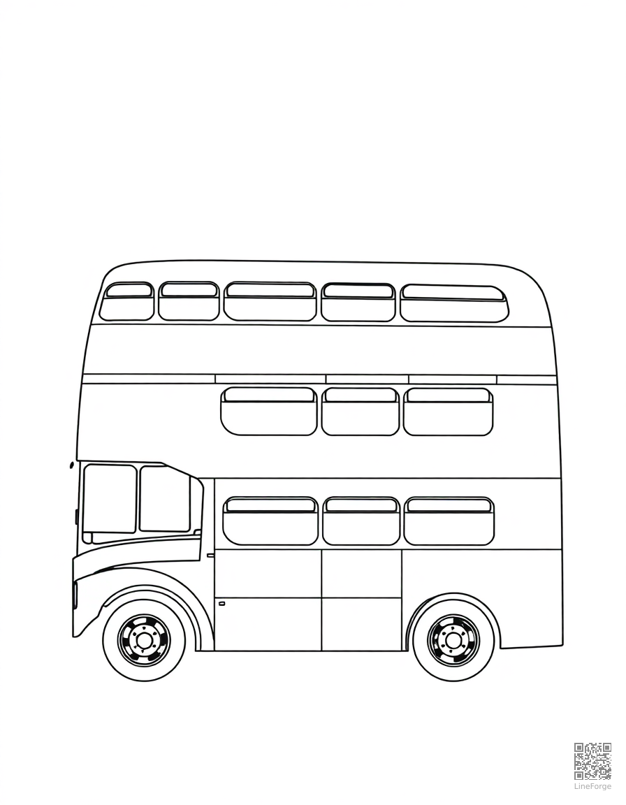 Free double decker bus in london coloring page in minimal style — printable line art