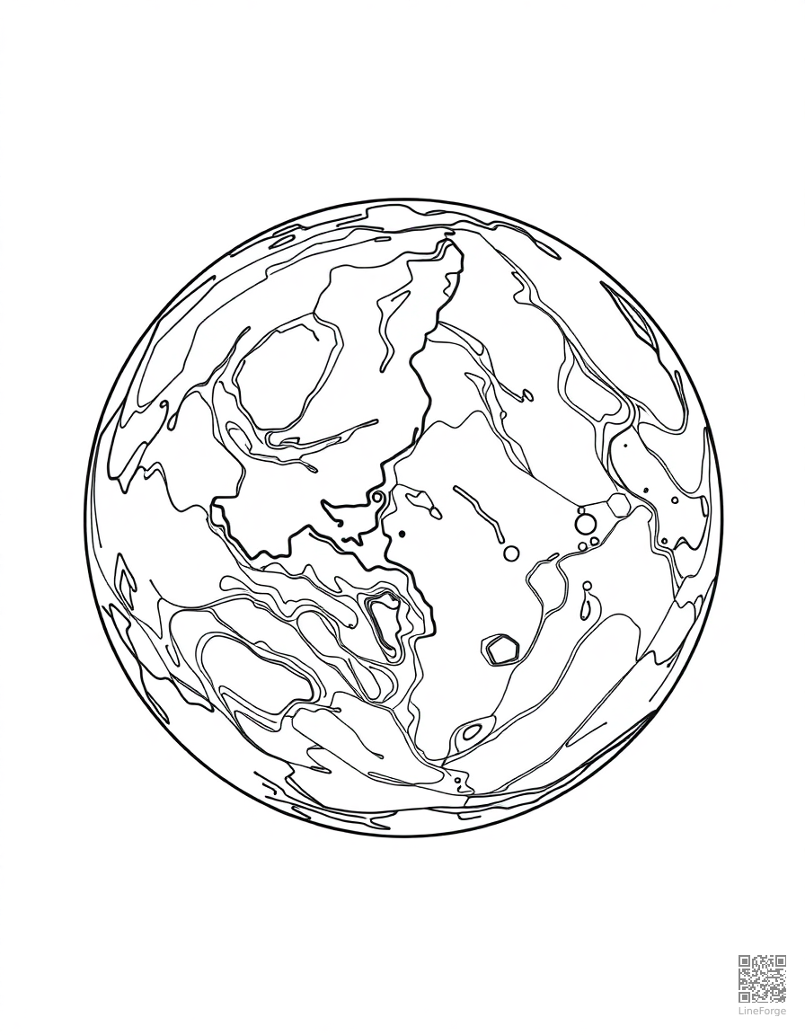 earth seen from the moon surface coloring page Contour style - free printable