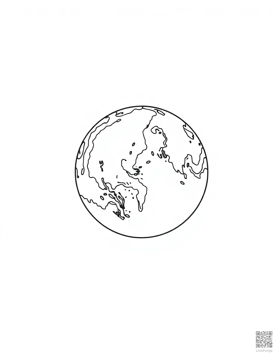 earth seen from the moon surface coloring page Minimal style - free printable