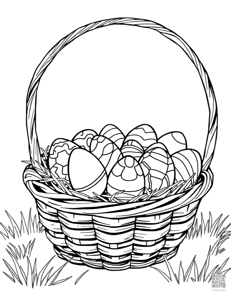 easter basket full of chocolate eggs coloring page Manga style - free printable
