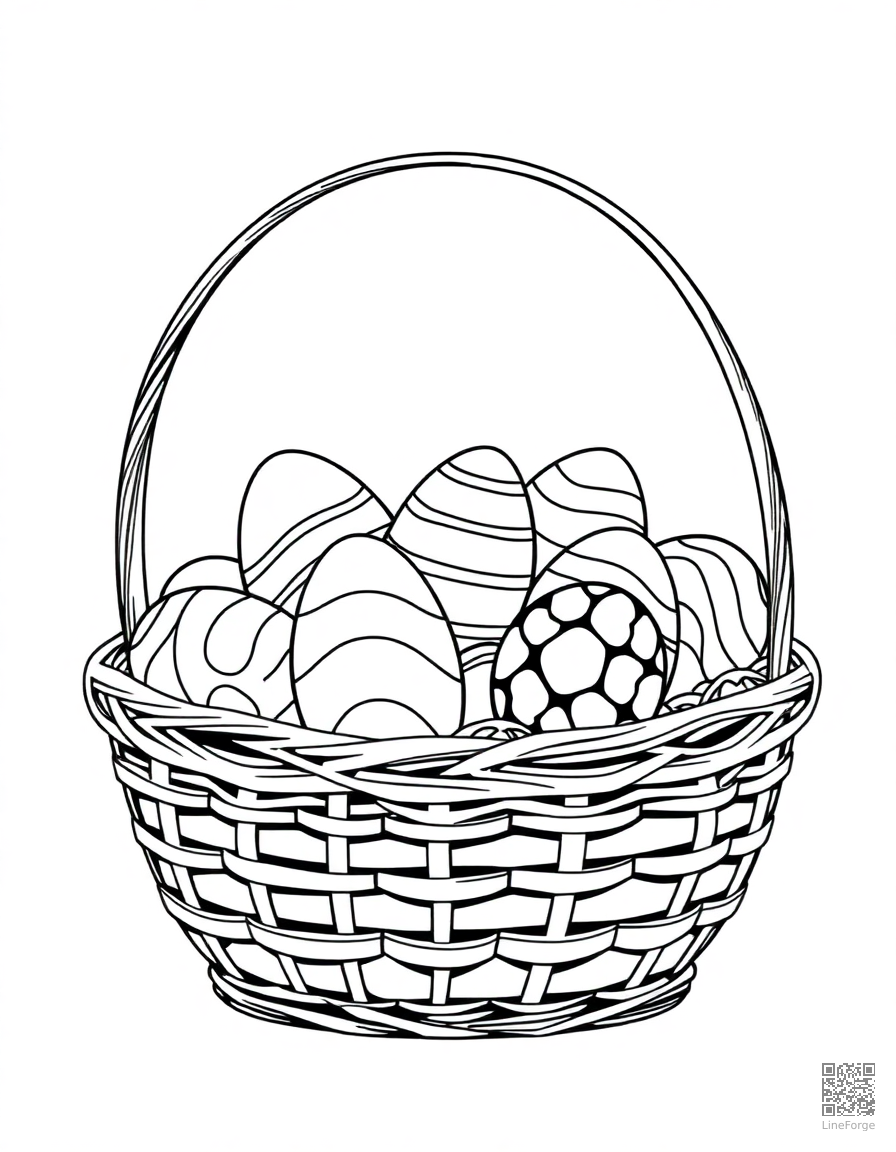 easter basket full of chocolate eggs coloring page Minimal style - free printable