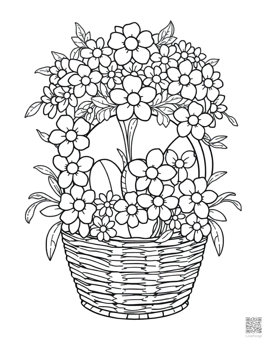 easter bonnet decorated with flowers coloring page Contour style - free printable
