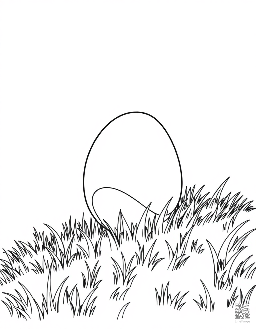 easter egg rolling down a grassy hill coloring page Contour style - free printable