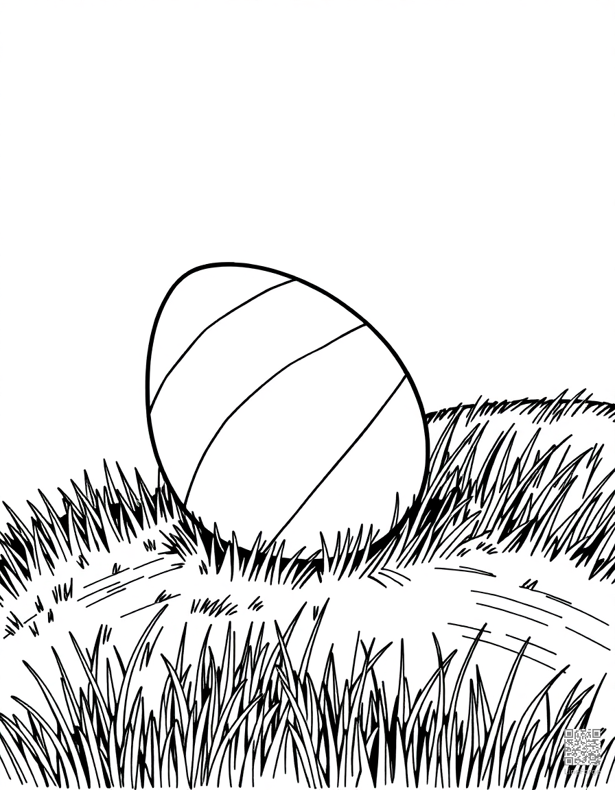 easter egg rolling down a grassy hill coloring page Crosshatch style - free printable
