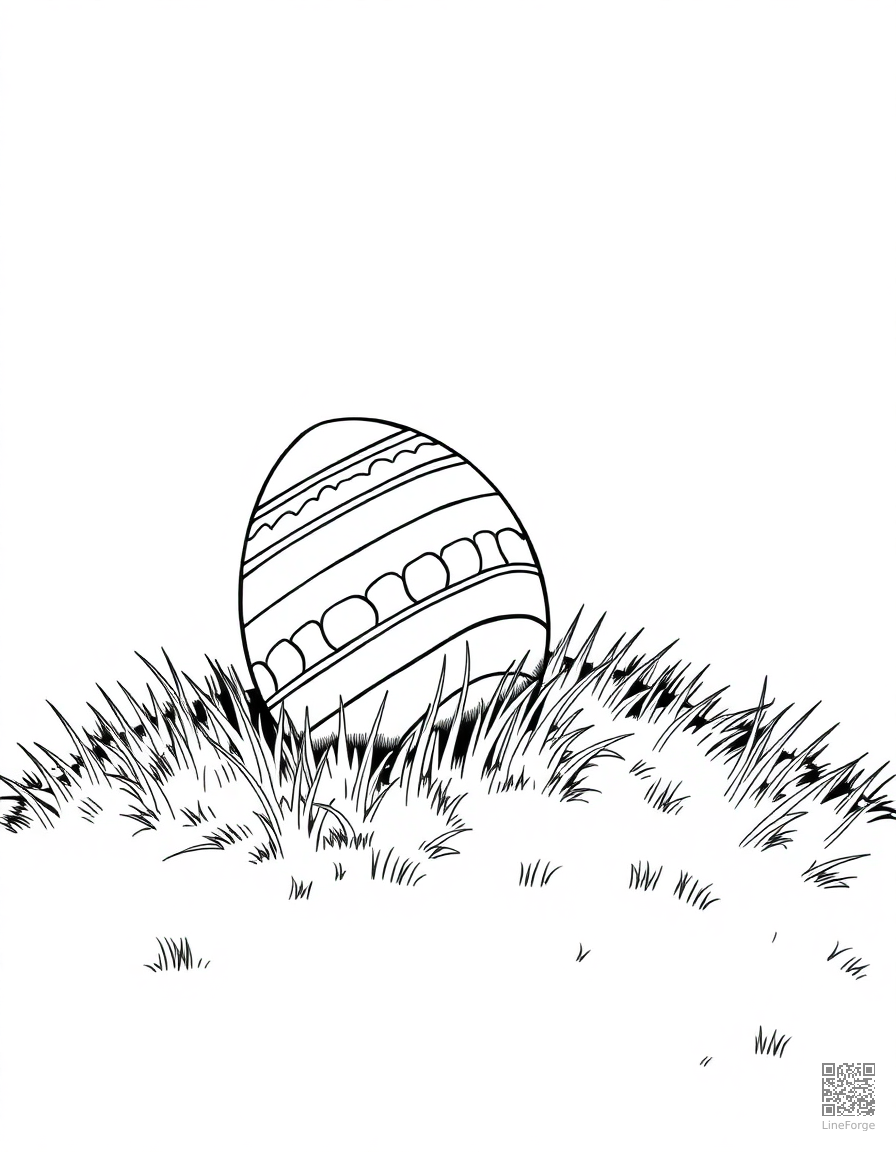 easter egg rolling down a grassy hill coloring page Manga style - free printable