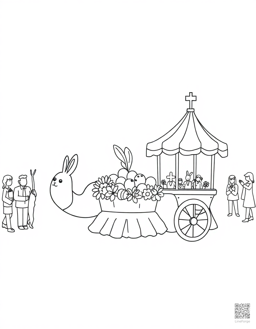 easter parade with spring floats coloring page Minimal style - free printable