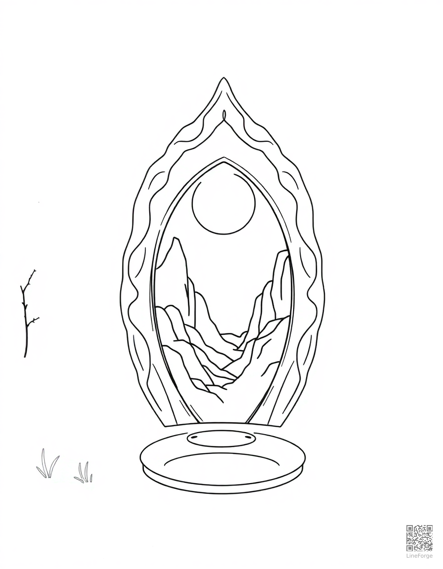 enchanted mirror portal to another world coloring page Minimal style - free printable