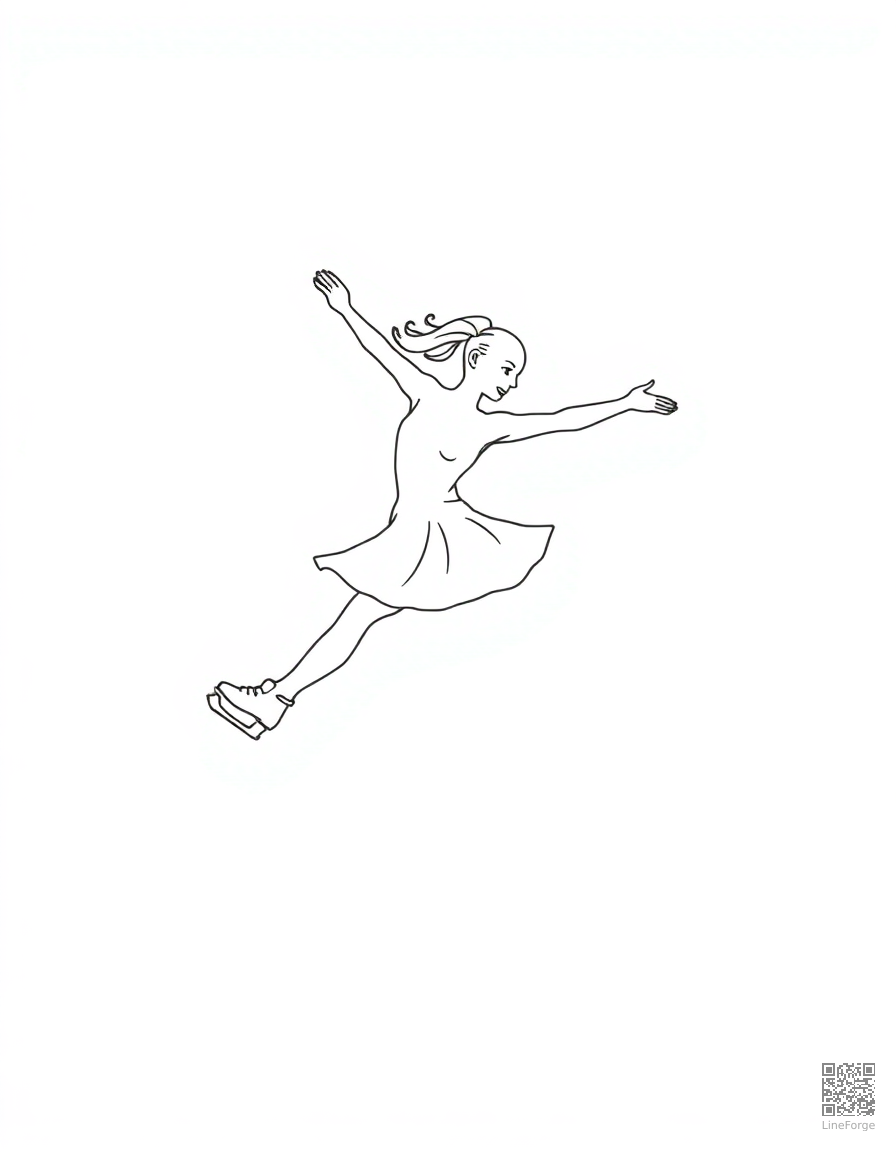 figure skater doing a spin coloring page Minimal style - free printable