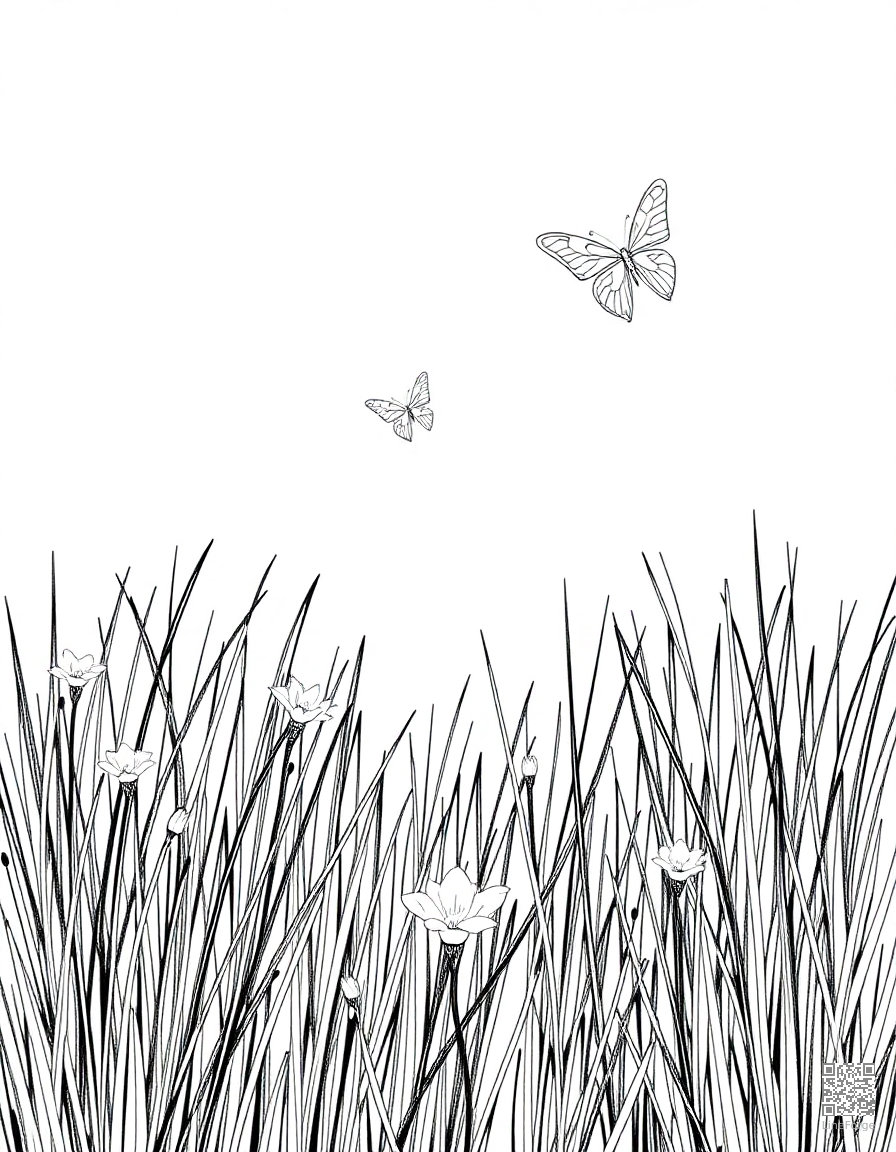 fireflies glowing in a summer meadow coloring page Crosshatch style - free printable
