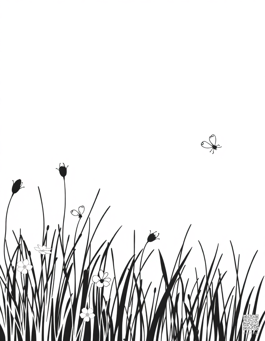 fireflies glowing in a summer meadow coloring page Minimal style - free printable