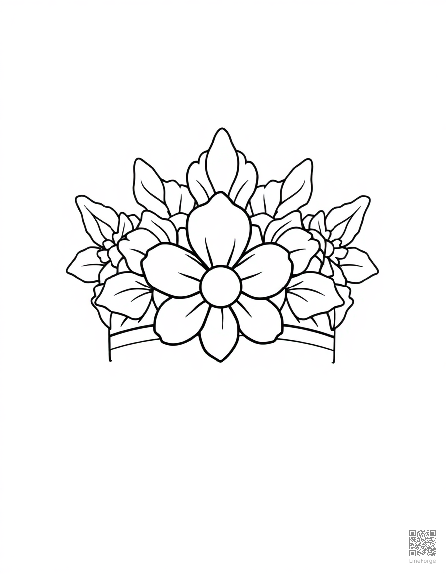 flower crown for a princess coloring page Contour style - free printable