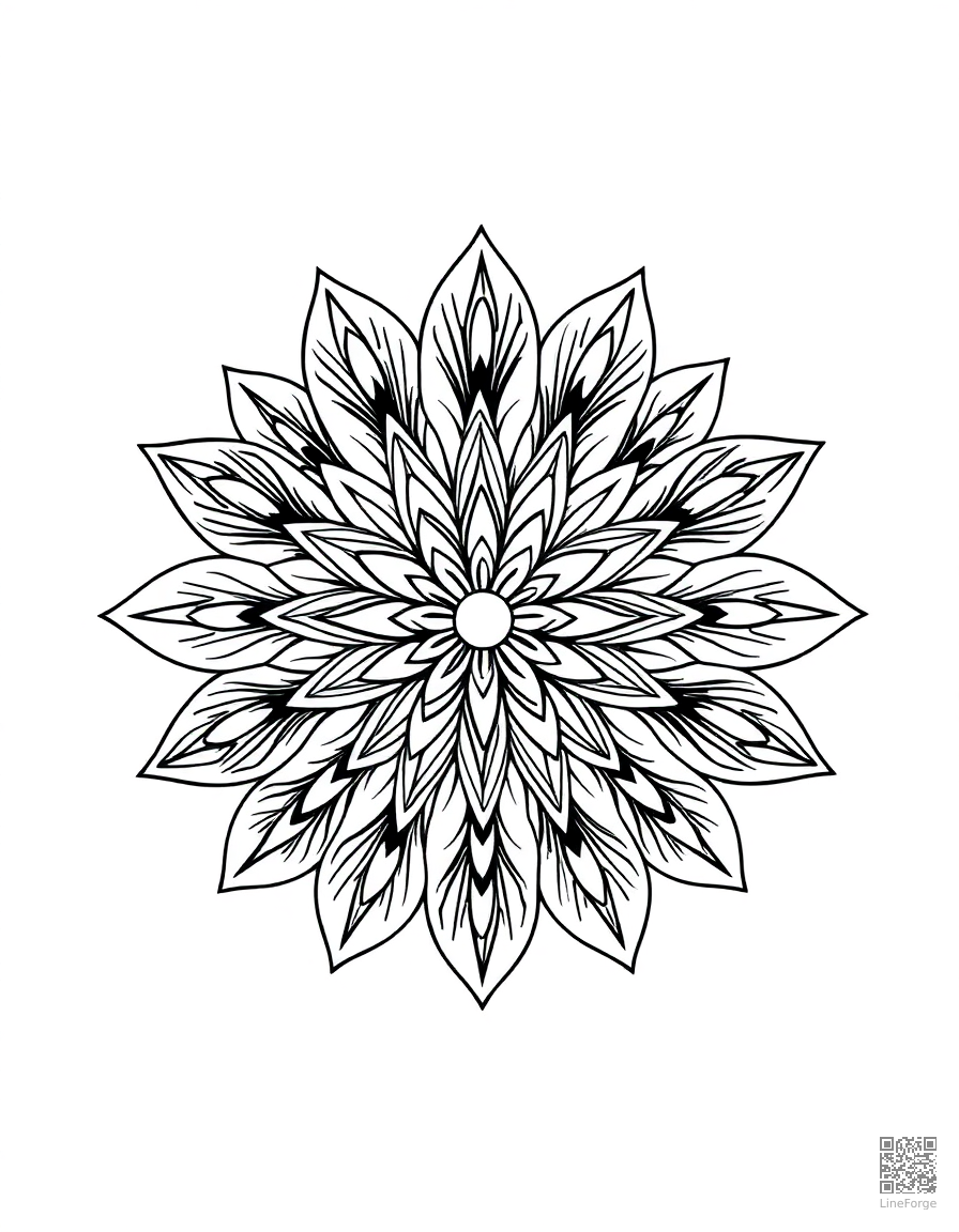 flower mandala made of different species coloring page Minimal style - free printable