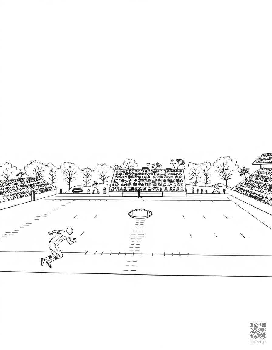 football game on a crisp fall day coloring page Minimal style - free printable