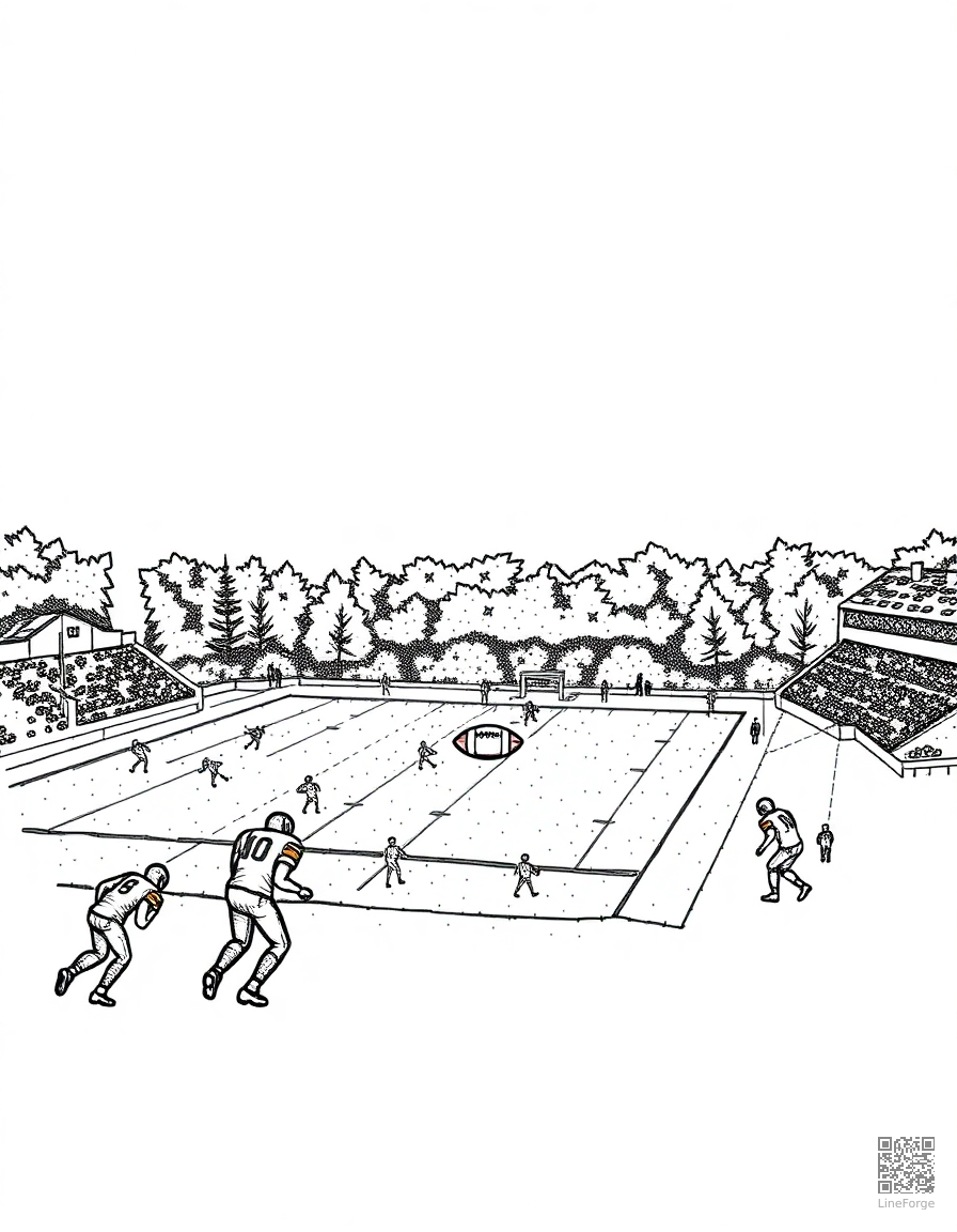 football game on a crisp fall day coloring page Stipple style - free printable