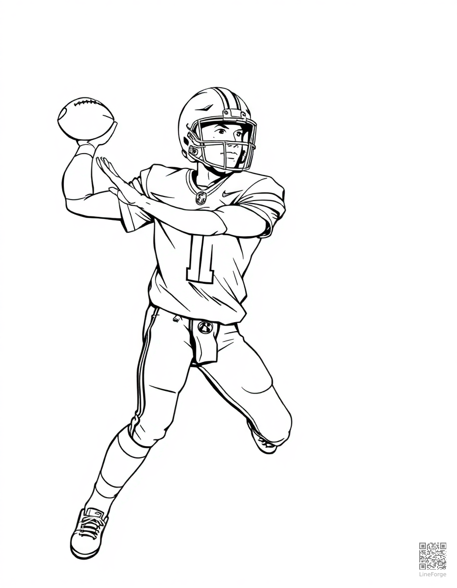 football quarterback throwing a pass coloring page Manga style - free printable