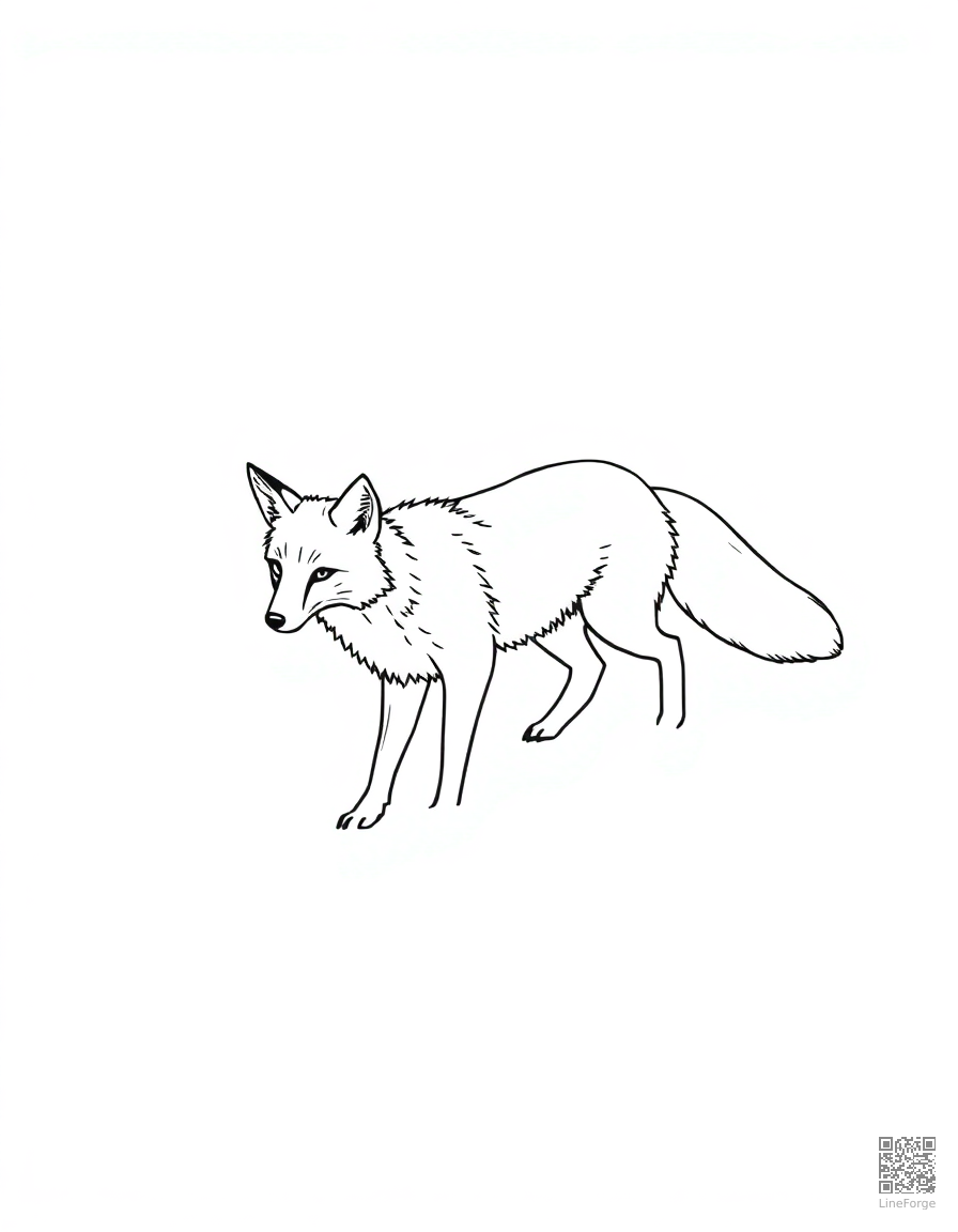 fox walking through deep snow coloring page Minimal style - free printable