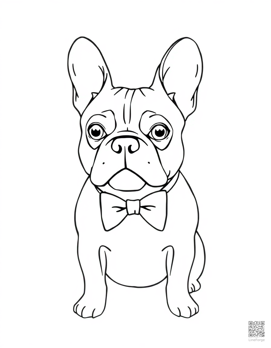 french bulldog wearing a bow tie coloring page Minimal style - free printable