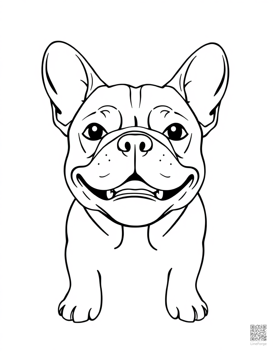 French Bulldog with a happy expression coloring page Minimal style - free printable
