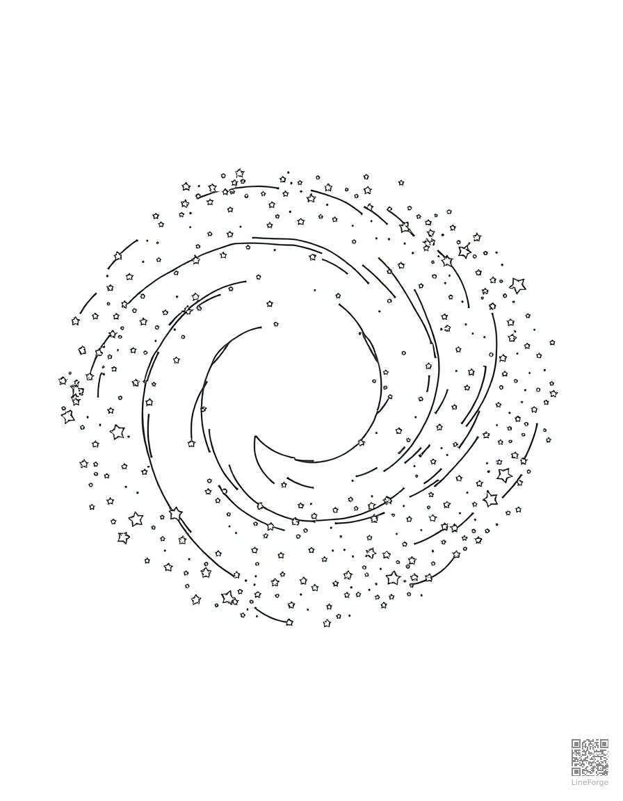 galaxy spiral with millions of stars coloring page Minimal style - free printable