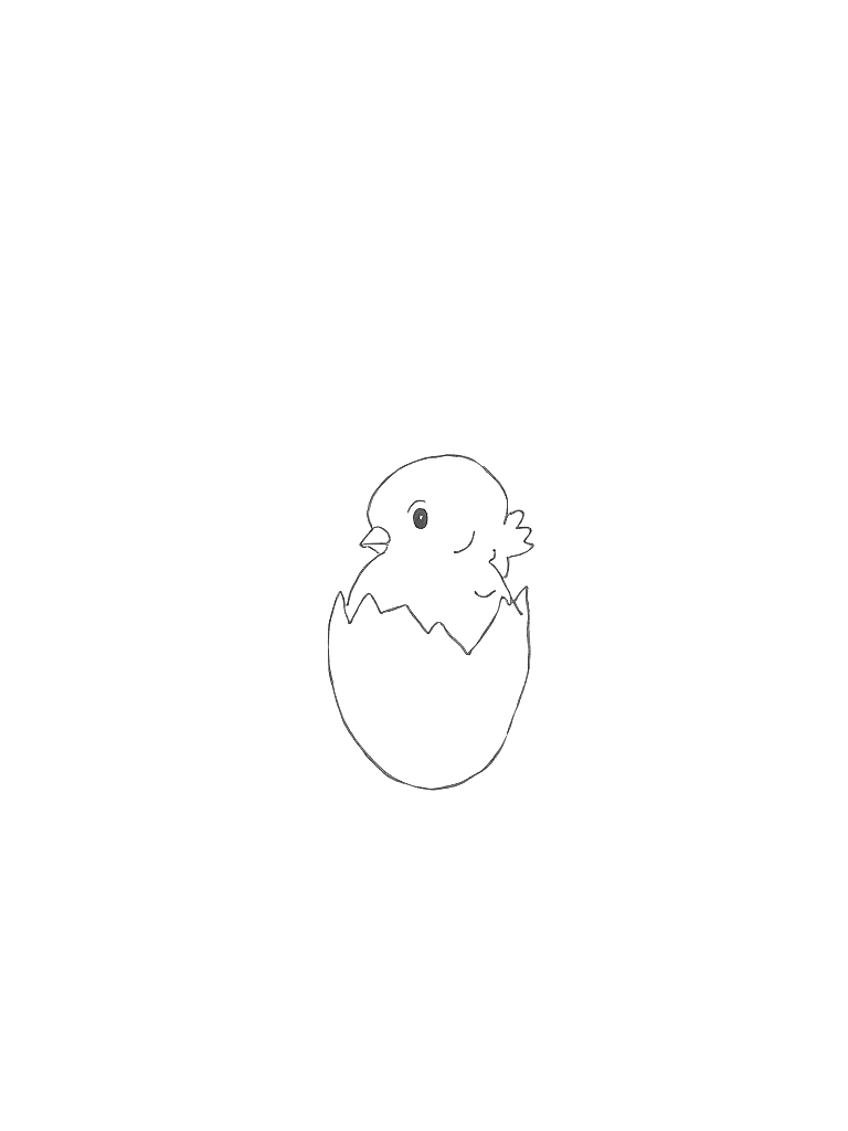 A baby chick hatched from an egg. coloring page Minimal style - free printable