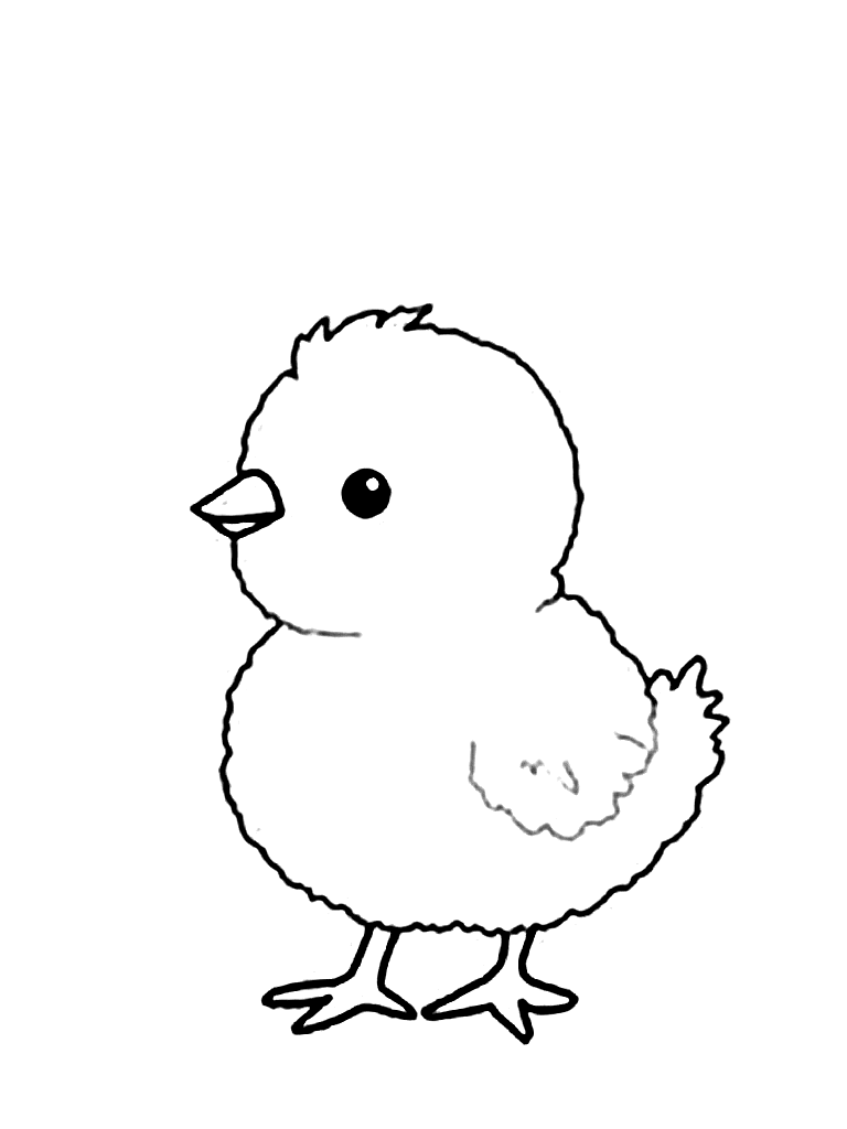 A baby chick hatched from an egg. coloring page Minimal style - free printable