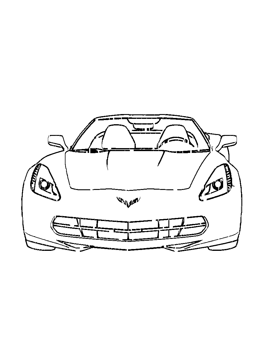 A Corvette automobile coloring page Contour style free printable