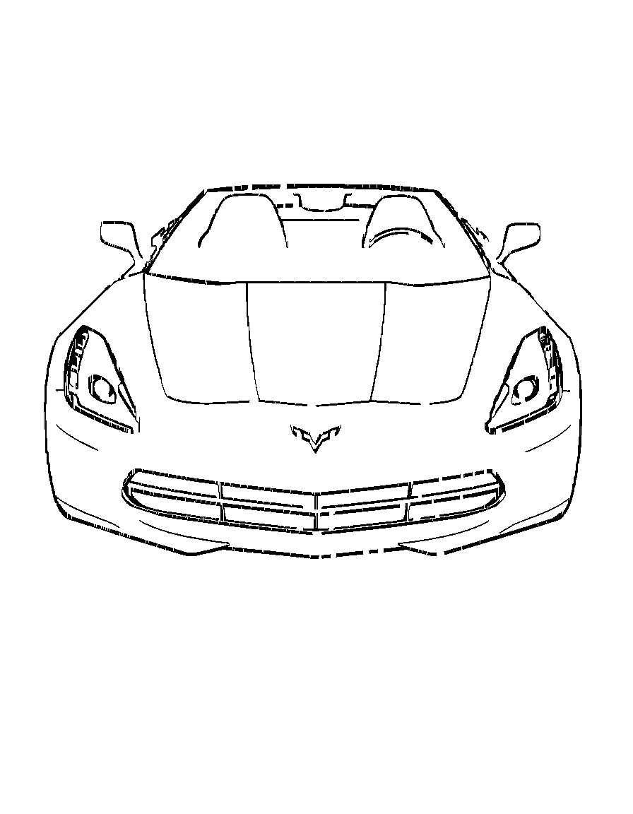 A Corvette automobile coloring page Contour style free printable