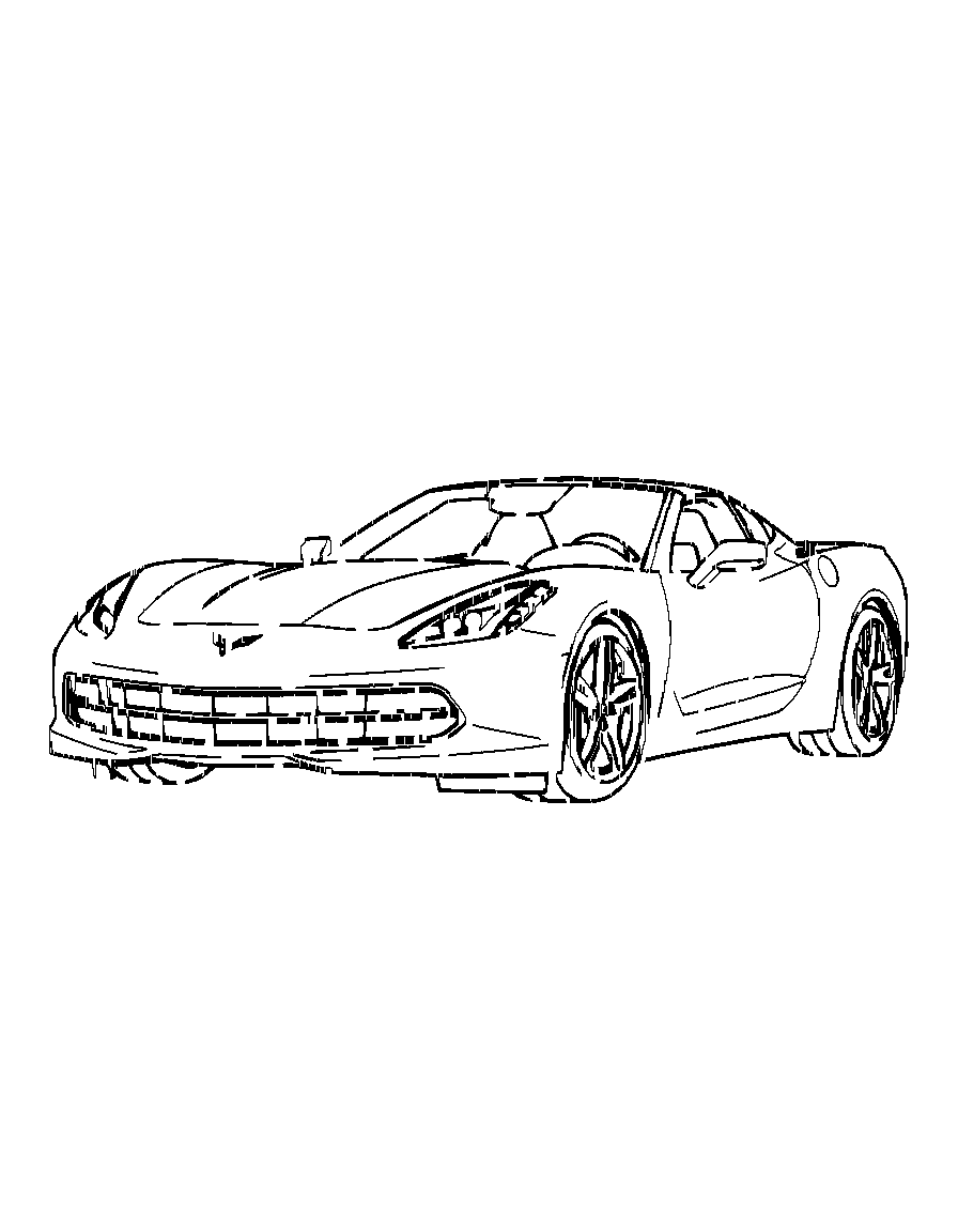 A Corvette automobile coloring page Contour style free printable