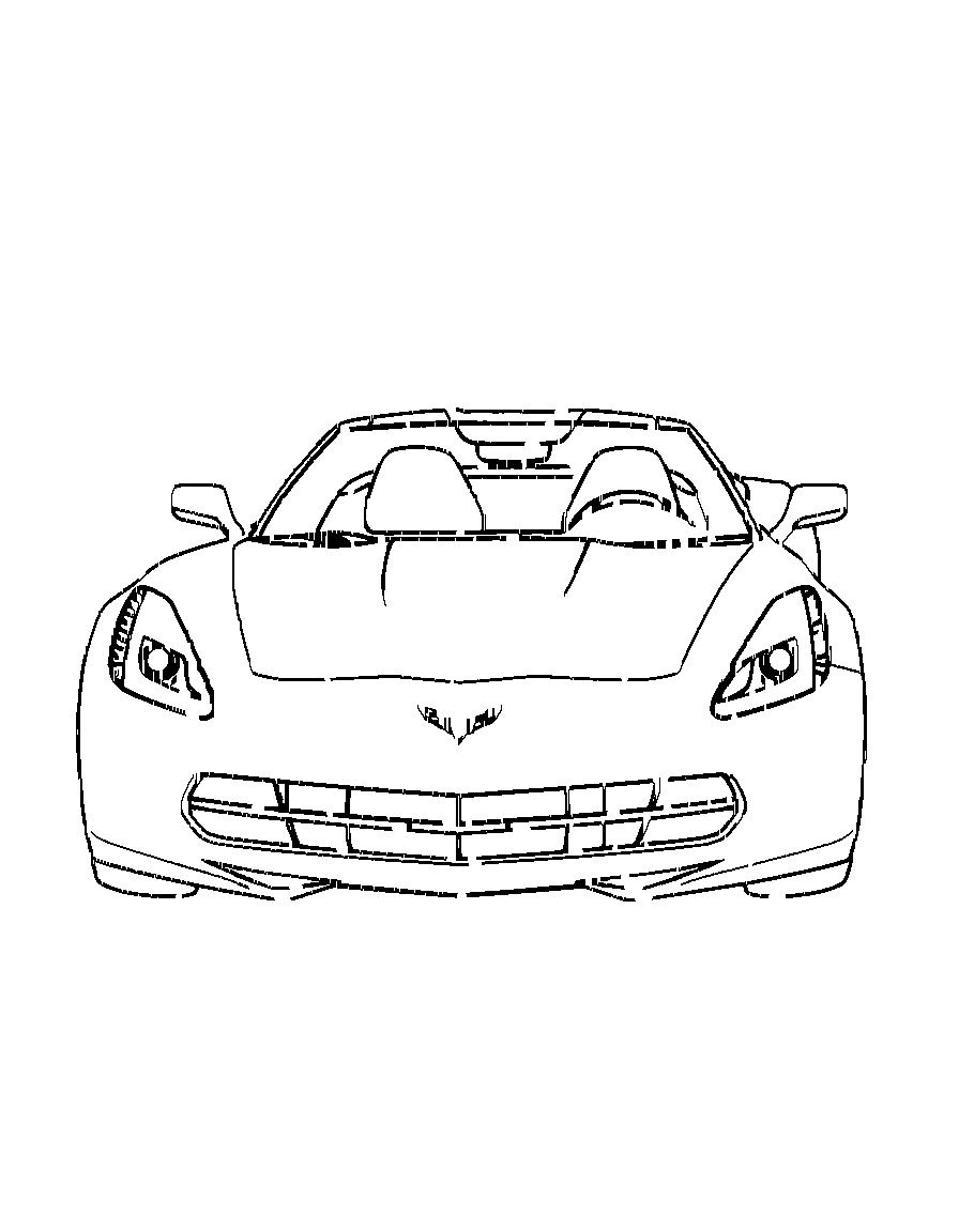 A Corvette automobile coloring page Contour style free printable
