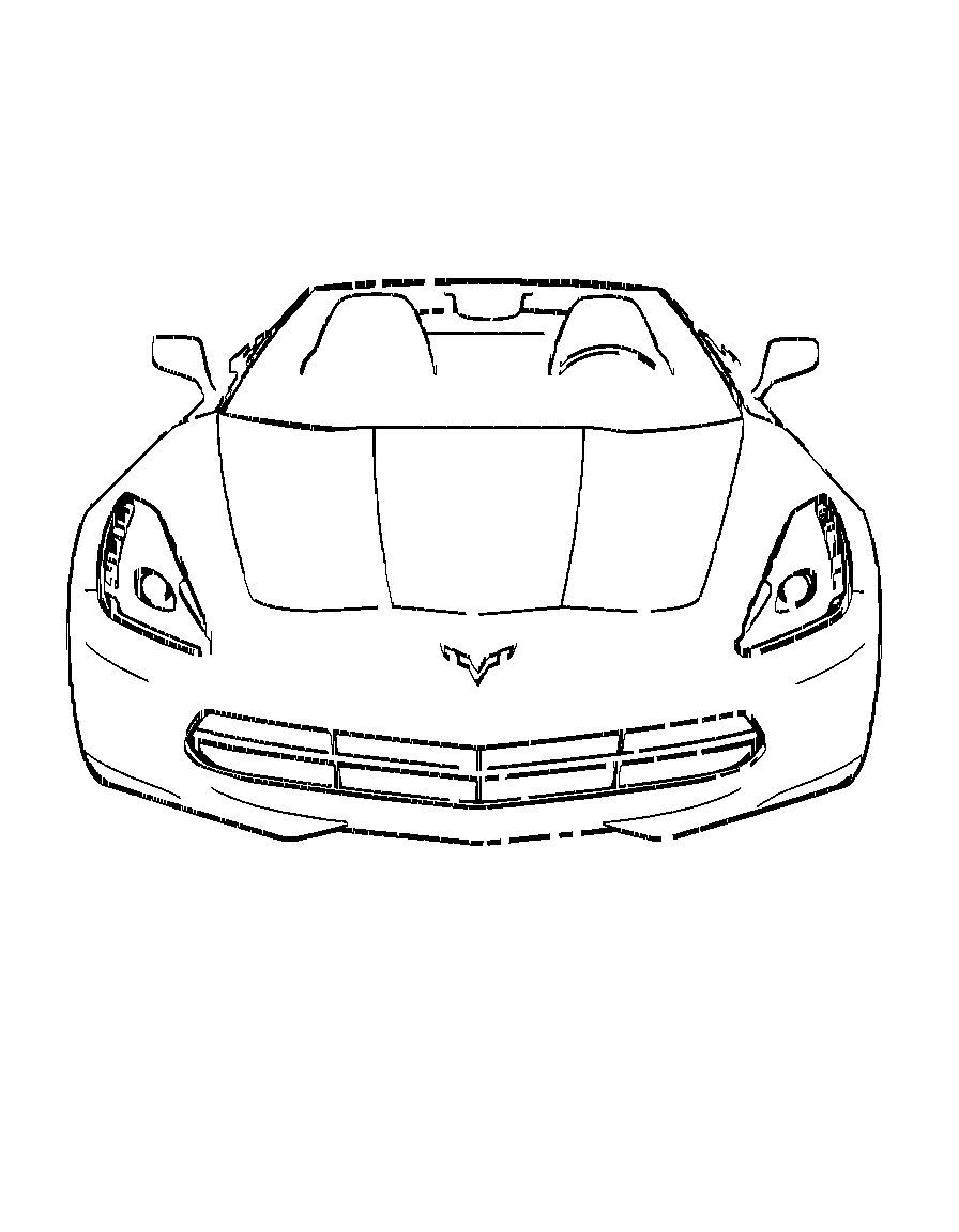 A Corvette automobile coloring page Contour style free printable