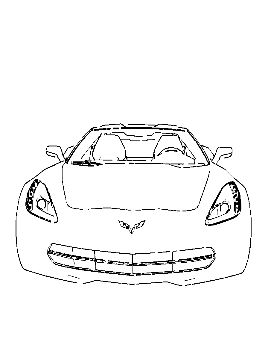 A Corvette automobile coloring page Contour style free printable