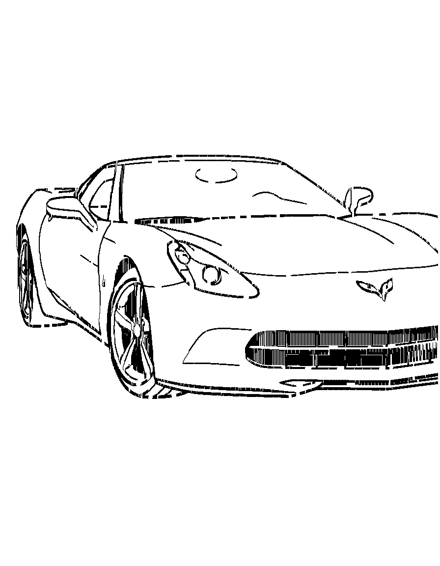 A Corvette automobile coloring page Contour style free printable