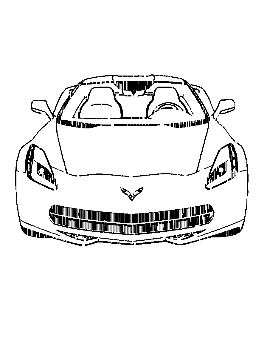 A Corvette automobile. coloring page Contour style free printable