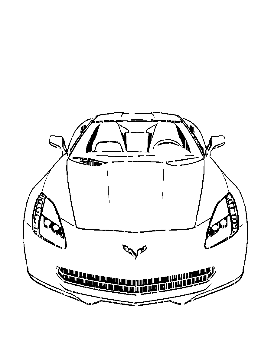A Corvette automobile., from a bird's eye view looking down, under a starlit night sky coloring page Contour style - free printable