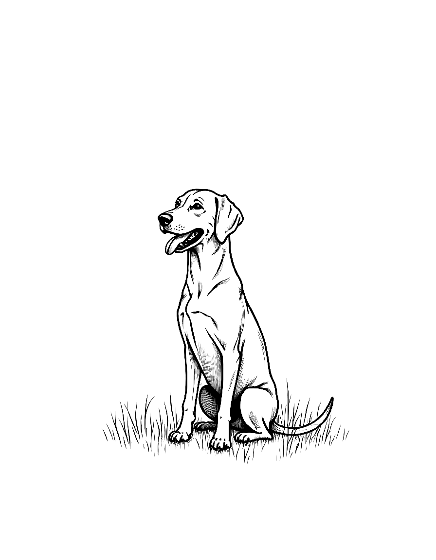 A dog sitting in a forest. coloring page Rockwell style free printable