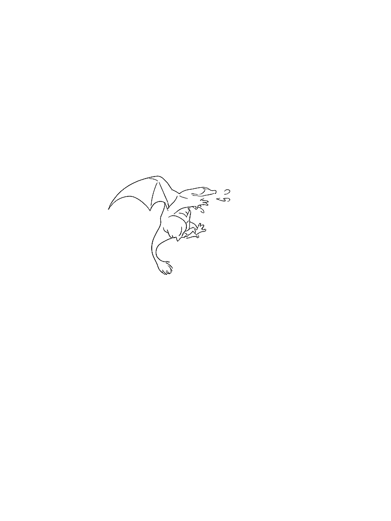 a fire breathing dragon flying over a castle coloring page Contour style - free printable