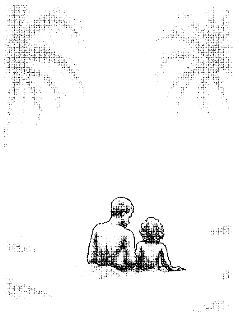 A man and woman sitting on a  beach among palm trees. coloring page Stipple style - free printable