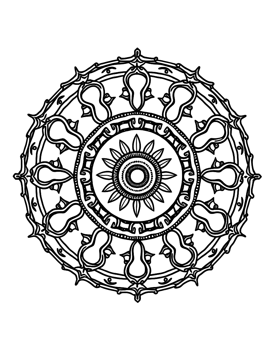 A mandala for zodiac signs. coloring page Contour style free printable