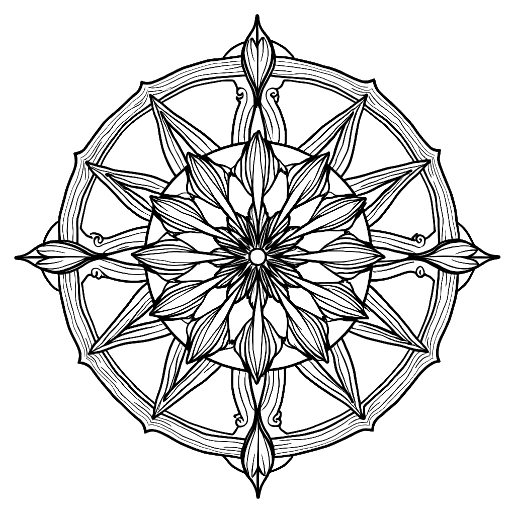 A mandala for zodiac signs. coloring page Minimal style free printable
